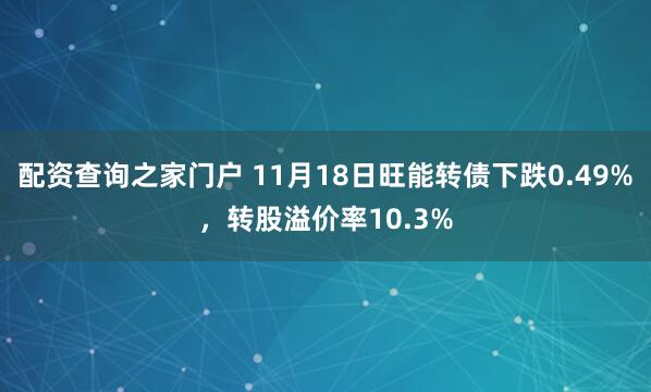 配资查询之家门户 11月18日旺能转债下跌0.49%,转股溢价率10.3%